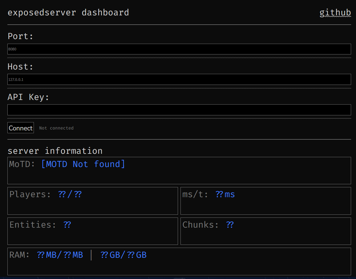 exposedserver dashboard screenshot